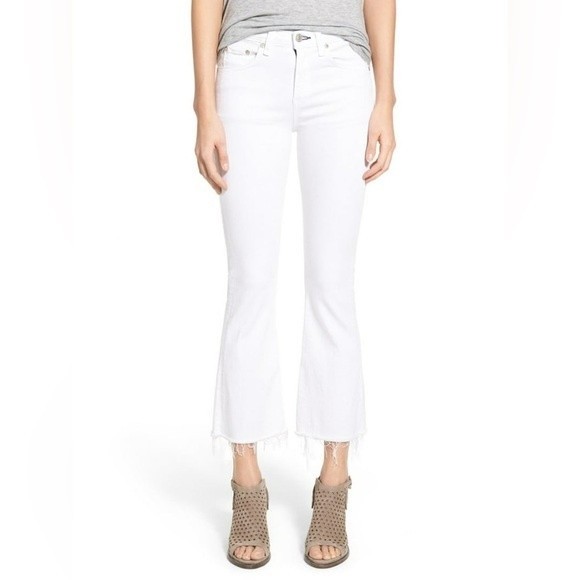 rag & bone bright white crop flare 26 - Picture 2 of 9